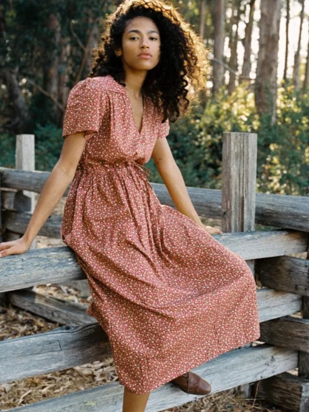 Christy Dawn Rust Floral Midi Dress